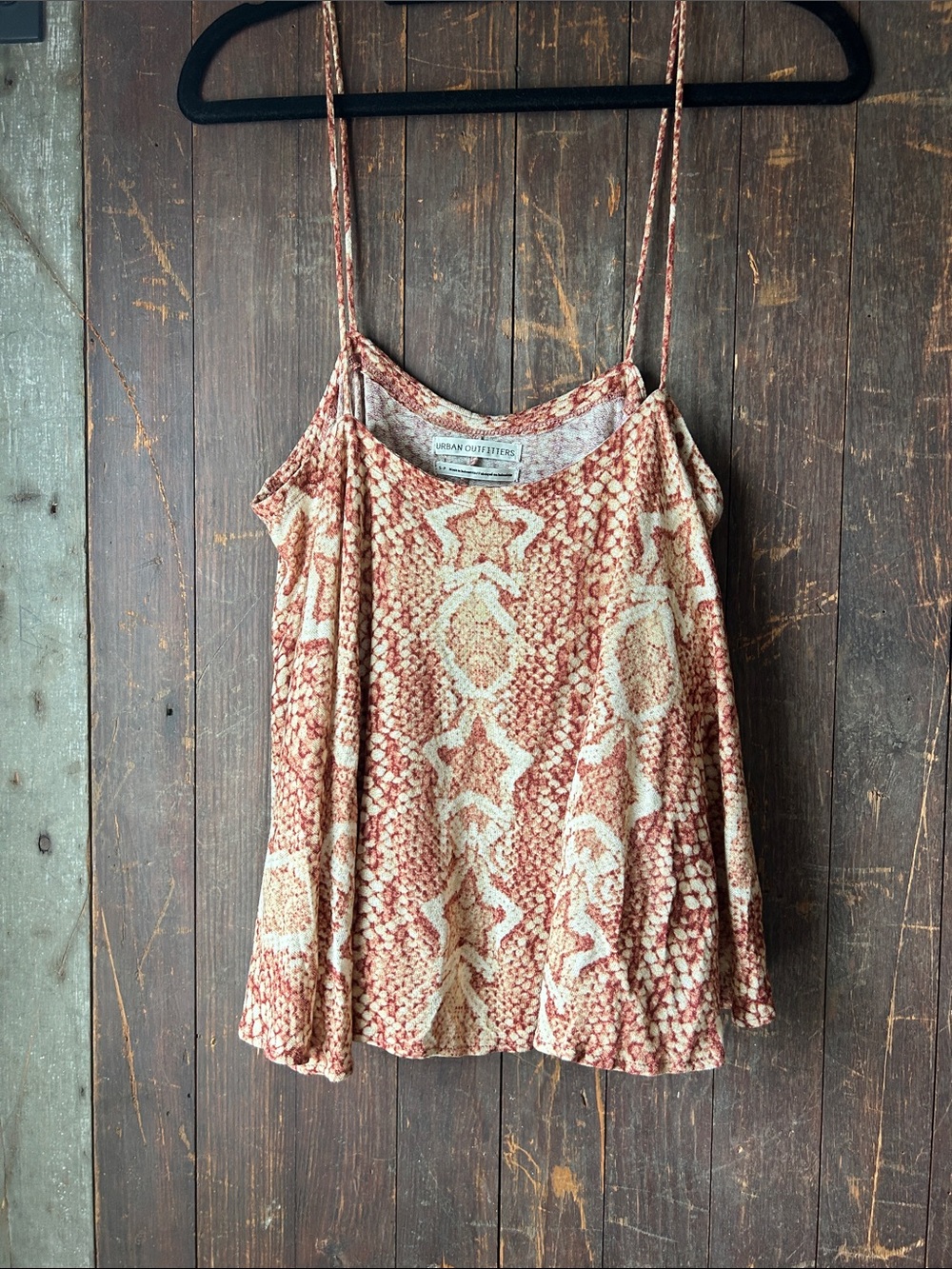 Urban Outfitters Rust & Cream Star-Print Spaghetti-Strap Cami